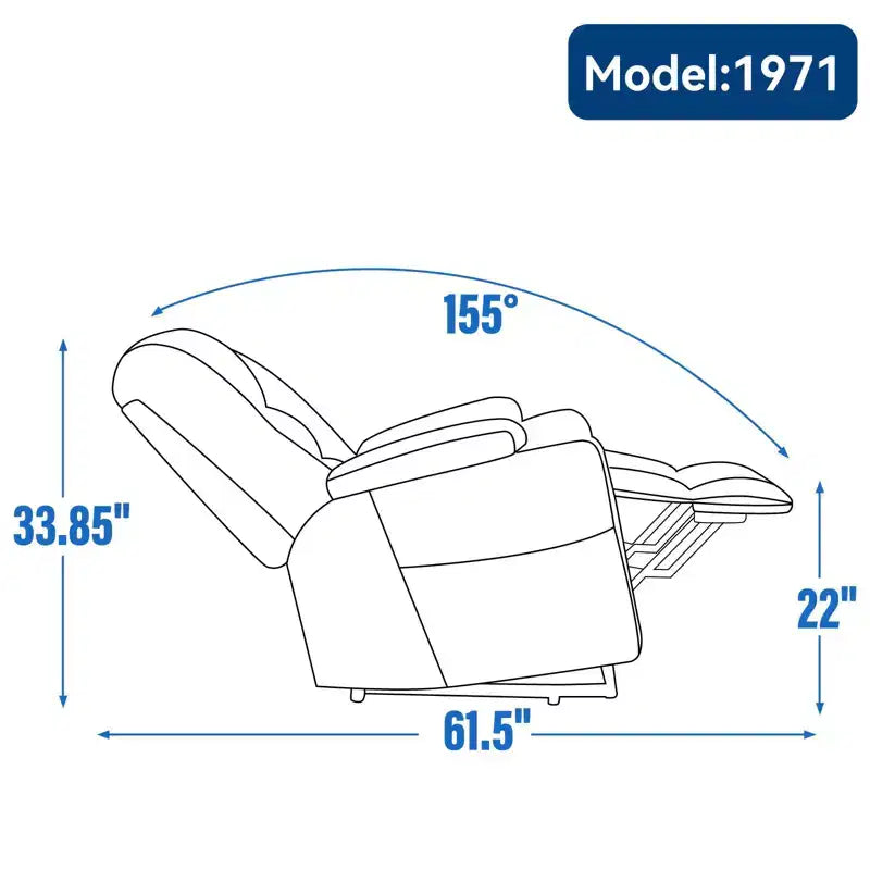 Fauteuil inclinable électrique grand format en chenille grise avec massage