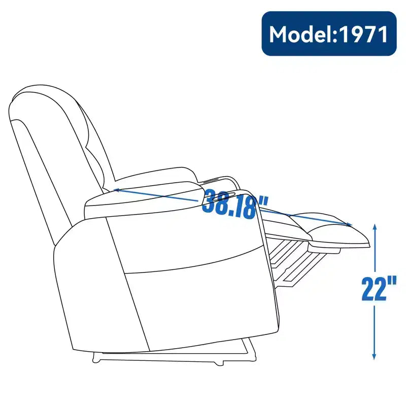 Fauteuil inclinable électrique grand format en chenille grise avec massage
