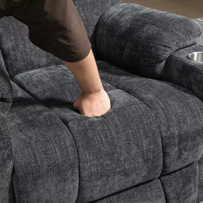 Fauteuil inclinable électrique grand format en chenille grise avec massage