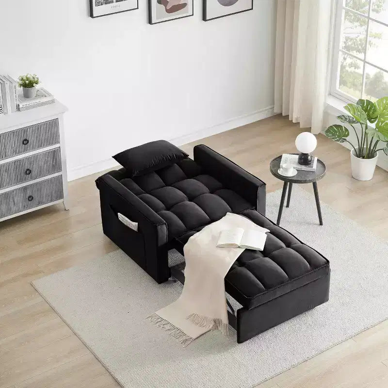Canapé-lit futon pliant - Dossier réglable avec roulettes