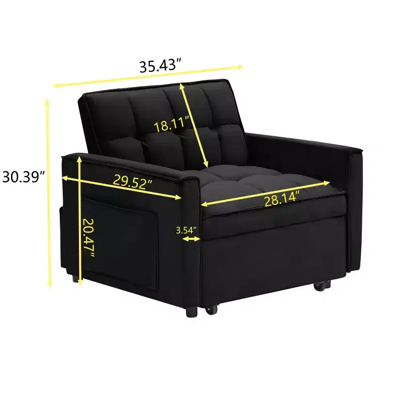 Canapé-lit futon pliant - Dossier réglable avec roulettes
