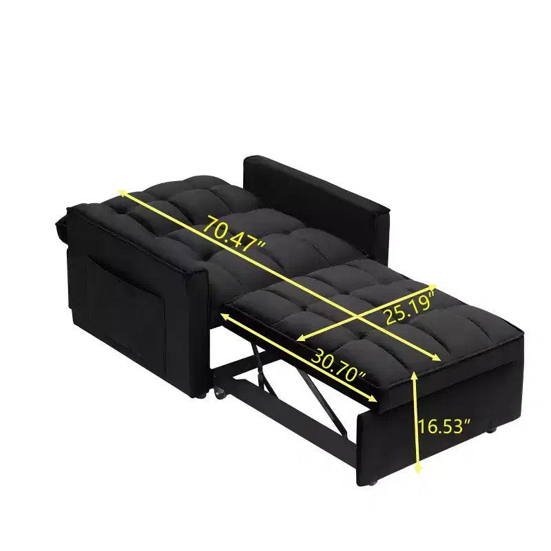 Canapé-lit futon pliant - Dossier réglable avec roulettes