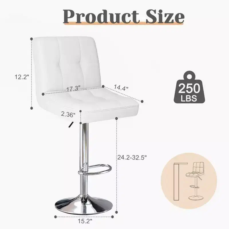 Tabourets de bar réglables en hauteur en similicuir pivotants