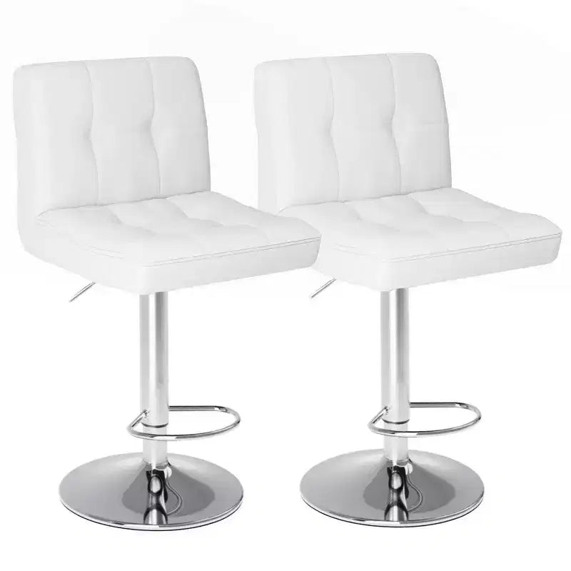 TUYOHW Set of 2 Adjustable Height Bar Stools PU Leather Swivel Counter Height Barstools with Backrest & Footrest 24.2-32.5 Inch