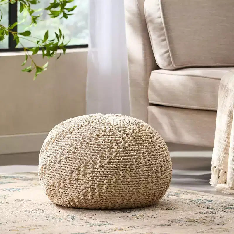 Okak Bean Bag Chair Woven Bean Bag Chair Comfy Floor Chair with Memory Foam Filler Sofa Chair for Living Room Bedroom