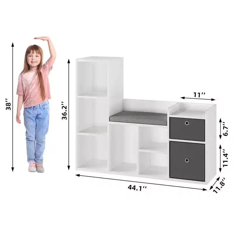 Organisateur de rangement de jouets avec coussin de siège pour coin lecture