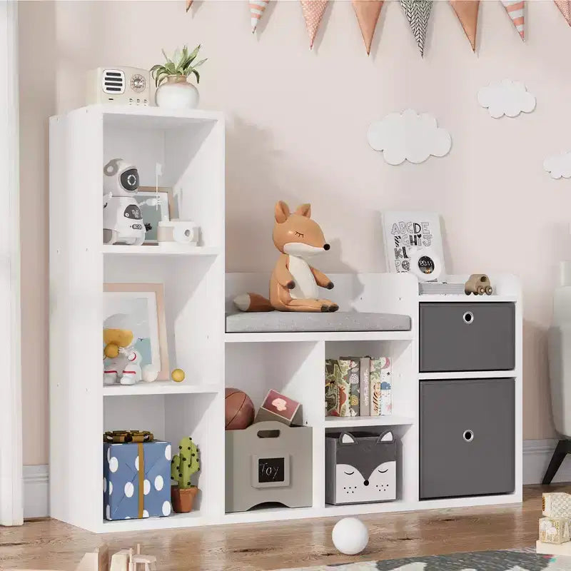 Organisateur de rangement de jouets avec coussin de siège pour coin lecture