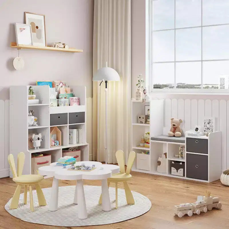 Organisateur de rangement de jouets avec coussin de siège pour coin lecture