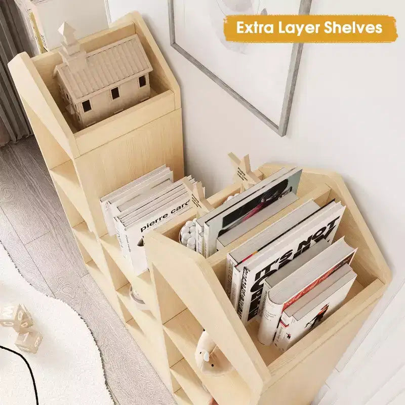 Étagère à Livres pour Enfants à 8 Compartiments avec Organisateur de Rangement pour Jouets