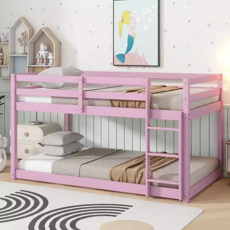 Lit superposé enfant bas double en bois massif