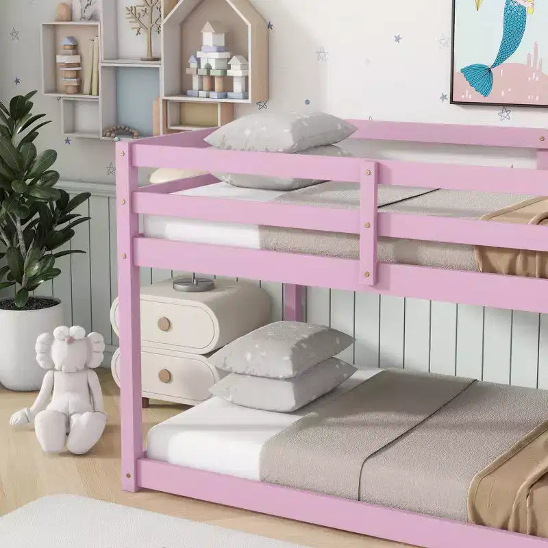 Lit superposé enfant bas double en bois massif