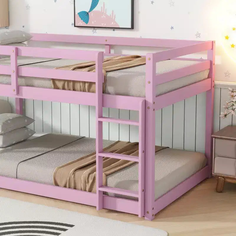 Lit superposé enfant bas double en bois massif