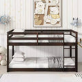 Bellemave Twin over Twin Low-Height Floor Bunk Bed for Kids Solid Wood Frame with Wide Ladder Sturdy Slats Space-Saving Design Multiple Colors