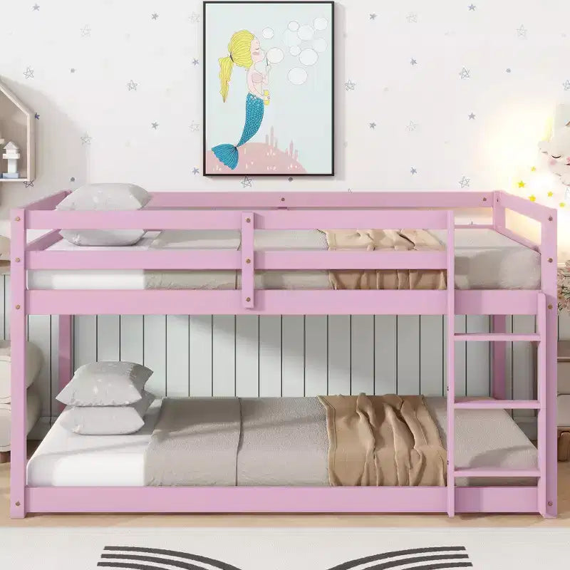 Lit superposé enfant bas double en bois massif