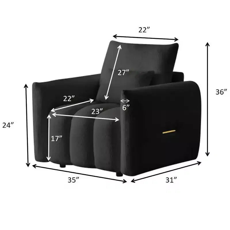 Canapé en tissu Teddy, fauteuil de salon moderne rembourré