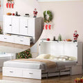 Mjkone Queen Murphy Bed with Storage&Charging Station Farmhouse Cabinet Bed Noise-Free for Guest Room Optional Mattress