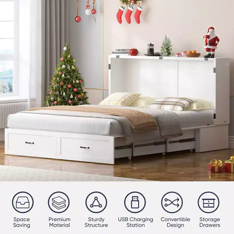 Avec lit d'appoint meuble de rangement et chargeur de style ferme