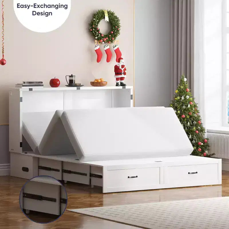 Avec lit d'appoint meuble de rangement et chargeur de style ferme
