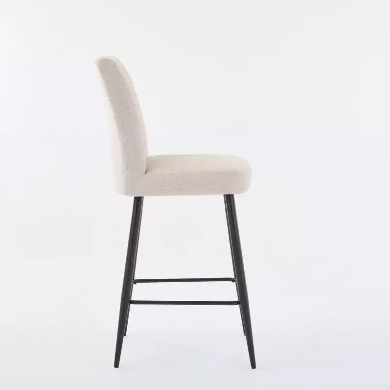Tabourets de bar modernes en velours à hauteur de comptoir avec pieds en fer noir