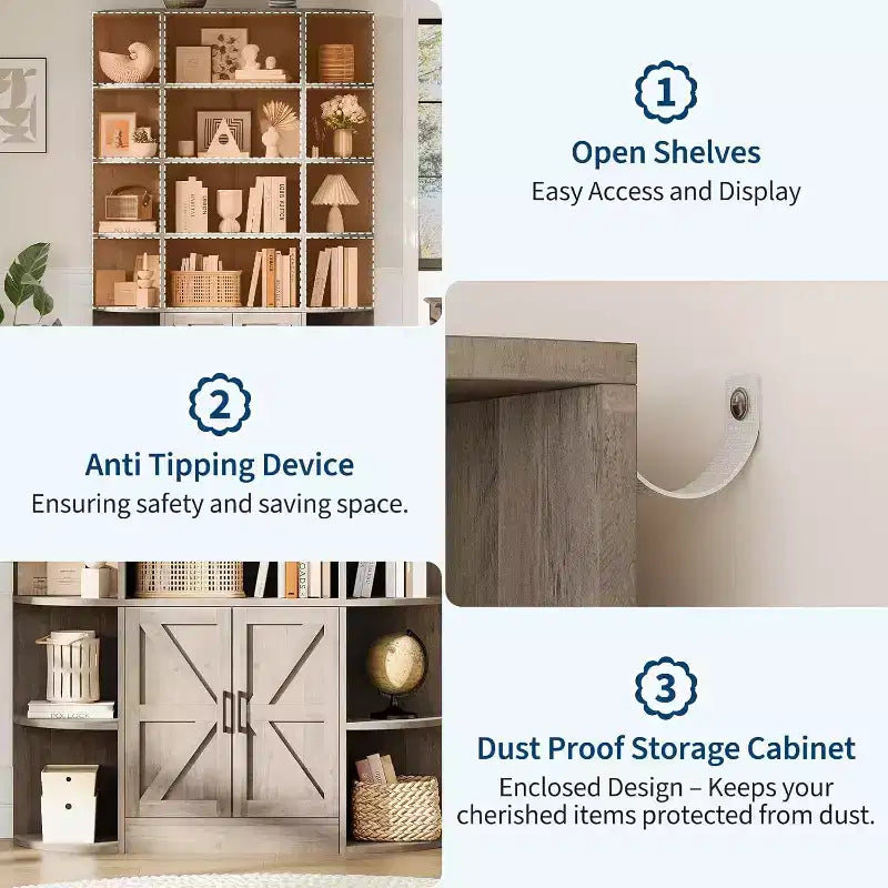 Étagère pour enfants moderne à 6 niveaux avec portes - Organiseur de rangement en bois