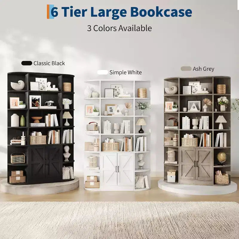 Étagère pour enfants moderne à 6 niveaux avec portes - Organiseur de rangement en bois