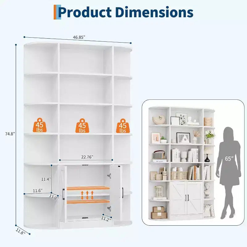 Étagère pour enfants moderne à 6 niveaux avec portes - Organiseur de rangement en bois
