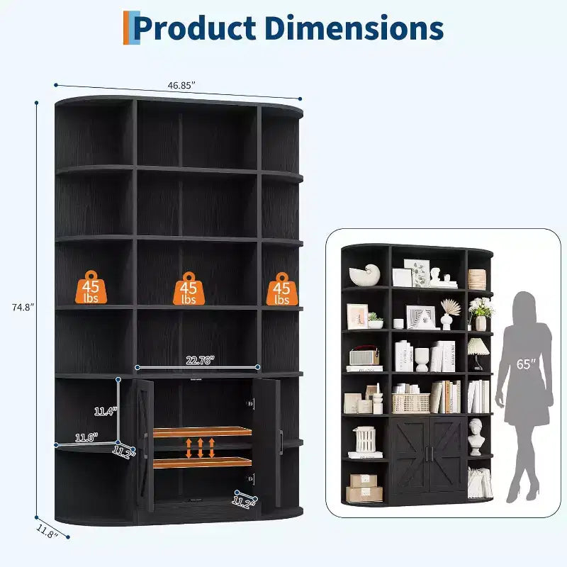 Étagère pour enfants moderne à 6 niveaux avec portes - Organiseur de rangement en bois