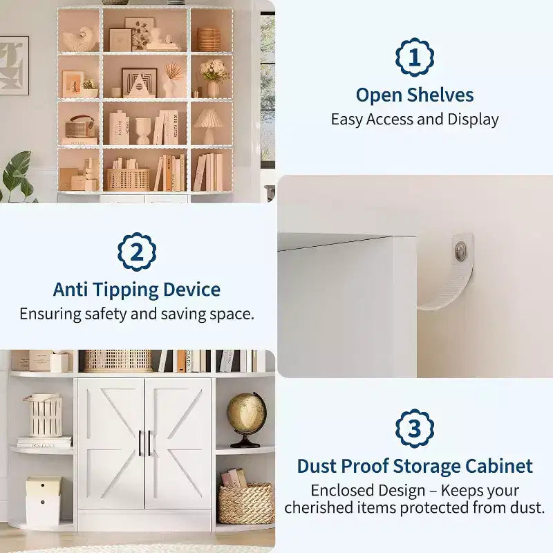 Étagère pour enfants moderne à 6 niveaux avec portes - Organiseur de rangement en bois