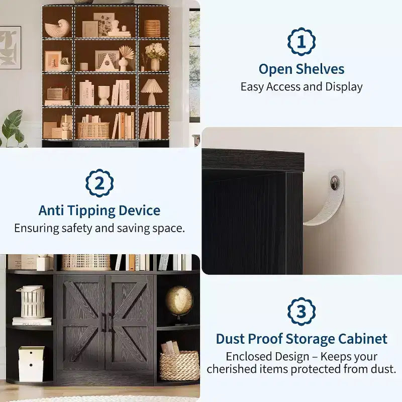Étagère pour enfants moderne à 6 niveaux avec portes - Organiseur de rangement en bois