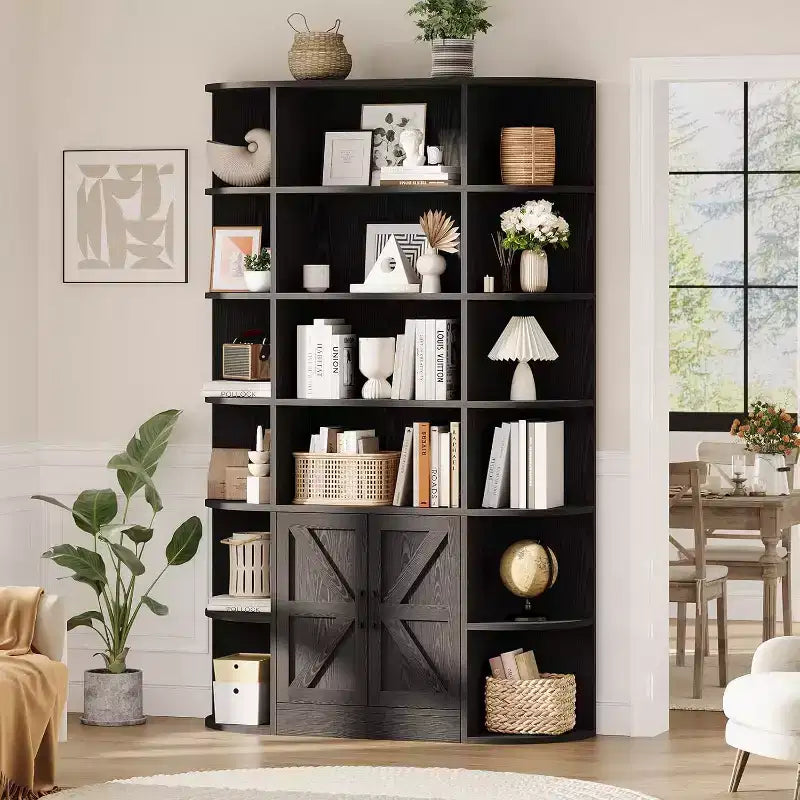 Étagère pour enfants moderne à 6 niveaux avec portes - Organiseur de rangement en bois