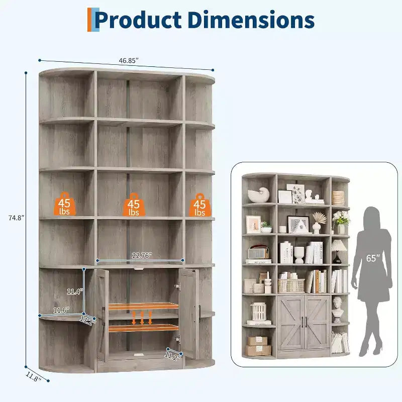 Étagère pour enfants moderne à 6 niveaux avec portes - Organiseur de rangement en bois