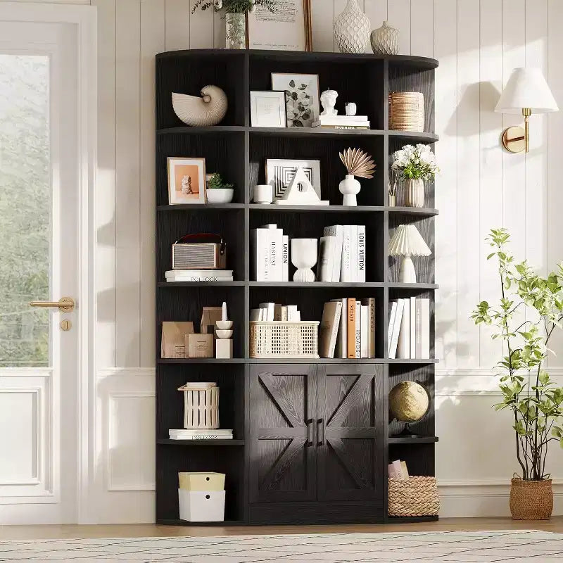 Étagère pour enfants moderne à 6 niveaux avec portes - Organiseur de rangement en bois