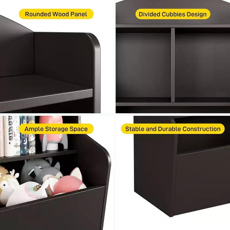 Meuble de rangement pour jouets - Finition café foncé Grande capacité