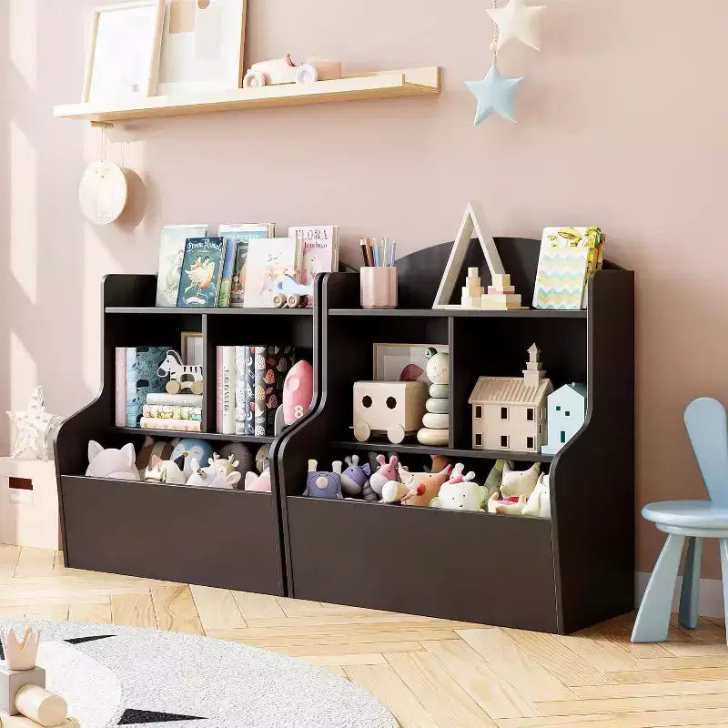 Meuble de rangement pour jouets - Finition café foncé Grande capacité
