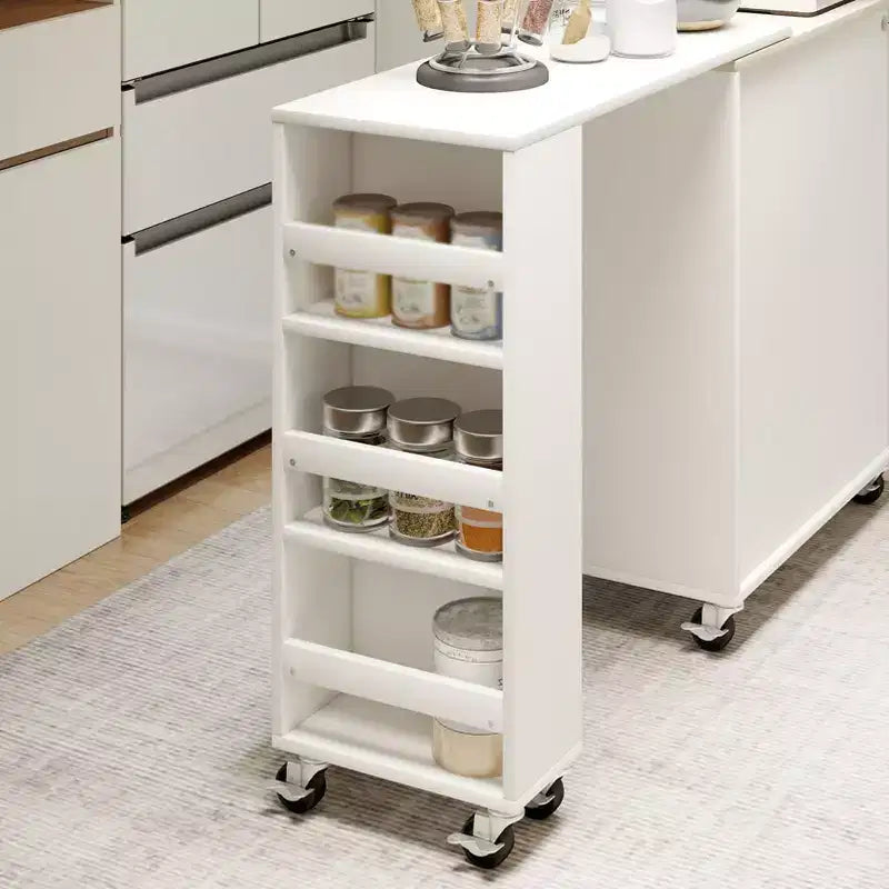 Îlot de cuisine sur roulettes avec table extensible Rangement de cuisine roulant en MDF