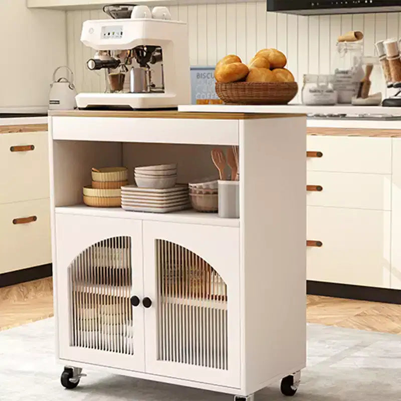 Îlot de cuisine sur roulettes avec table extensible Rangement de cuisine roulant en MDF