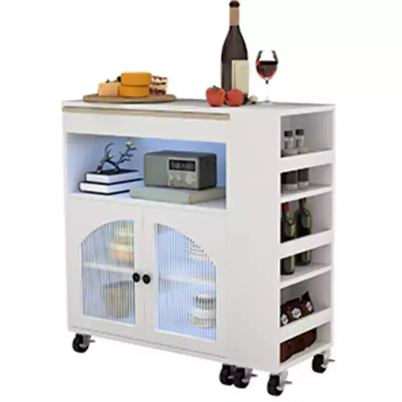Îlot de cuisine sur roulettes avec table extensible Rangement de cuisine roulant en MDF