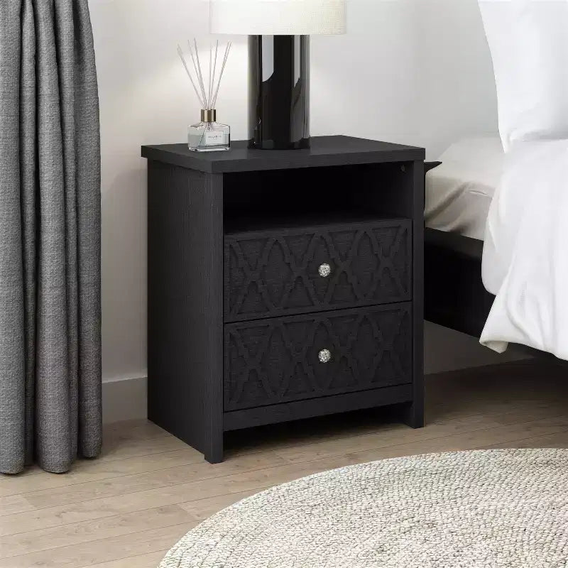 Tables de chevet modernes à 2 tiroirs avec étagère de rangement