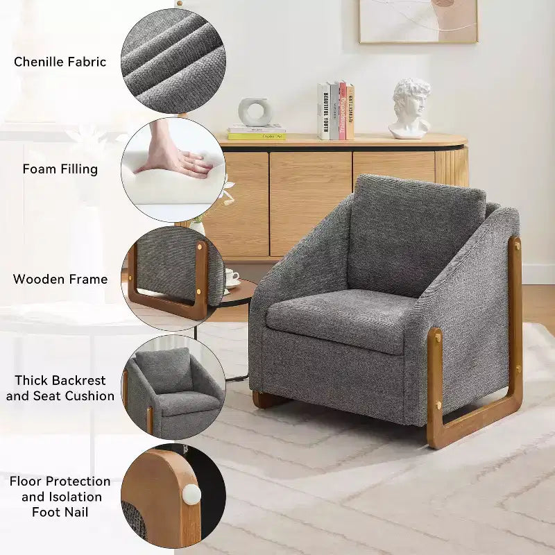 Fauteuil en chenille avec assise rembourrée