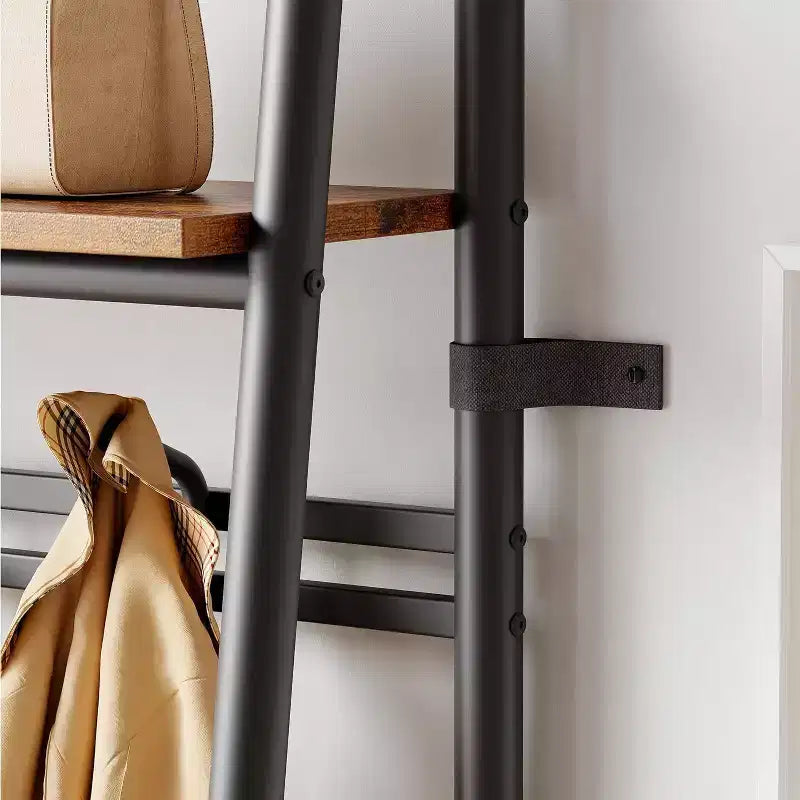 Meuble d'entrée 4-en-1 avec porte-chaussures et crochets, cadre en acier