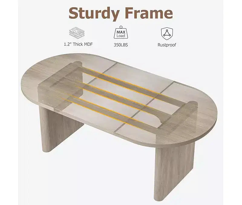 Table à Manger Ovale Spacieuse avec Double Piédestal en Bois