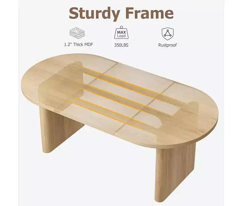 Table à Manger Ovale Spacieuse avec Double Piédestal en Bois