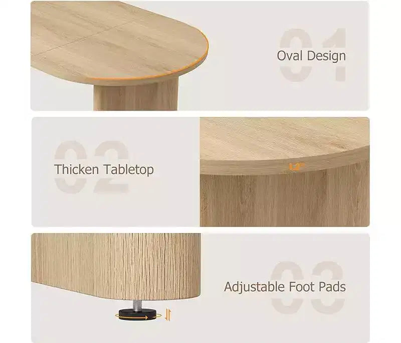 Table à Manger Ovale Spacieuse avec Double Piédestal en Bois