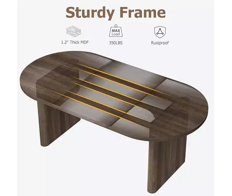 Table à Manger Ovale Spacieuse avec Double Piédestal en Bois