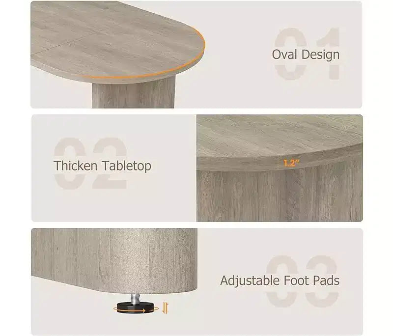 Table à Manger Ovale Spacieuse avec Double Piédestal en Bois