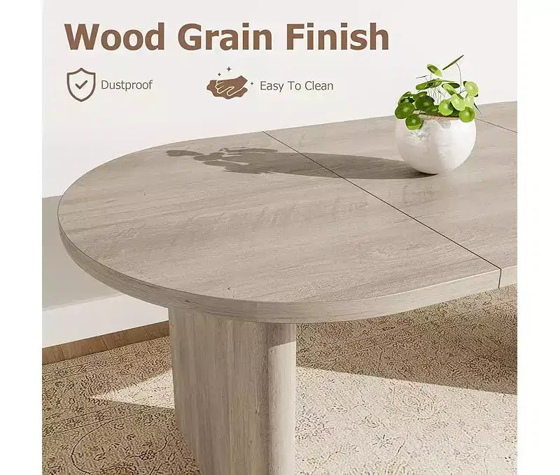 Table à Manger Ovale Spacieuse avec Double Piédestal en Bois