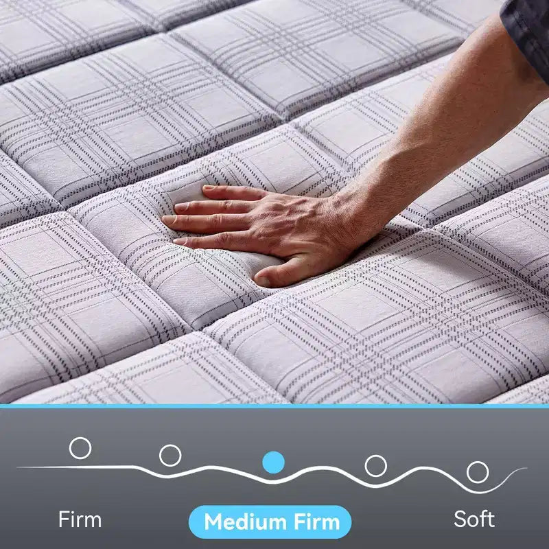 Matelas hybride à ressorts ensachés en mousse à mémoire de forme au gel avec tissu aux ions de cuivre