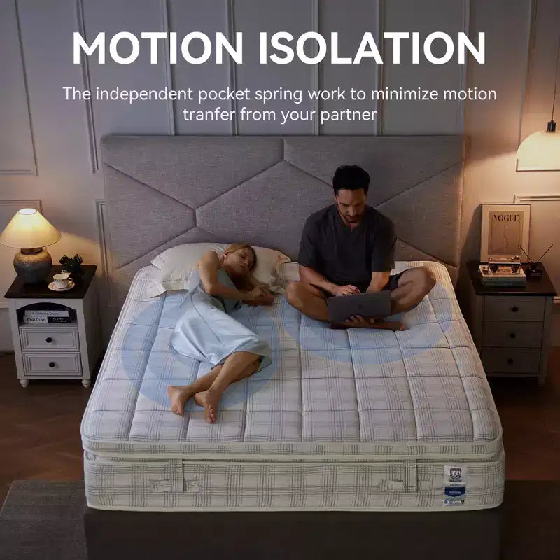 Matelas hybride à ressorts ensachés en mousse à mémoire de forme au gel avec tissu aux ions de cuivre