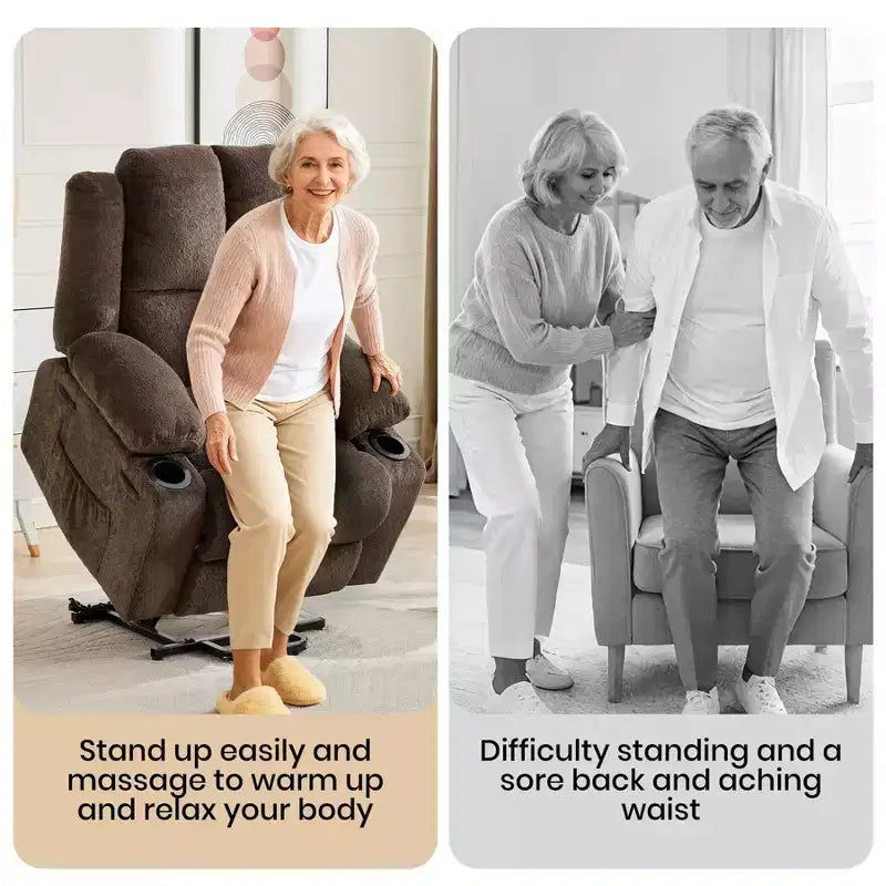 Fauteuil inclinable releveur électrique avec fonction chauffante et poche latérale - Siège simple