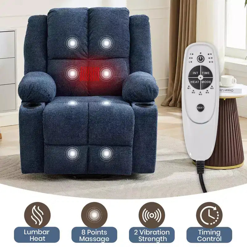 Fauteuil inclinable releveur électrique avec fonction chauffante et poche latérale - Siège simple